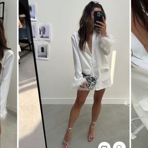 12th Tribe Tease Me White Feather Blazer